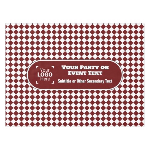 Maroon  White Diamond _ Your Logo Business Event Tablecloth