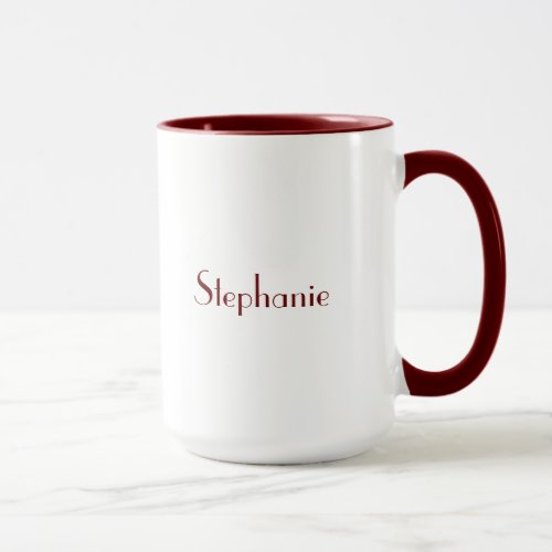 Maroon White Elegant Custom Name Mothers Day Gift Mug