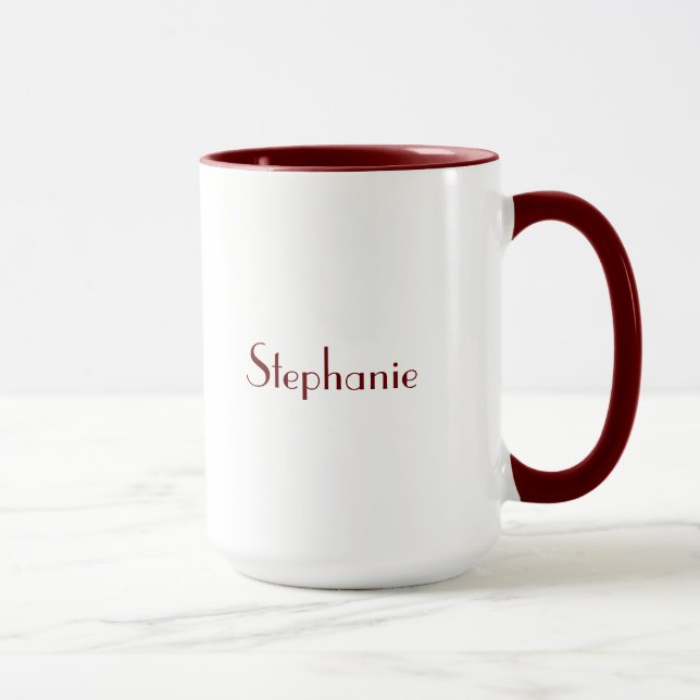Maroon White Elegant Custom Name Mother's Day Gift Mug (Right)