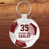 maroon white  girls' soccer school team colors keychain (Front)