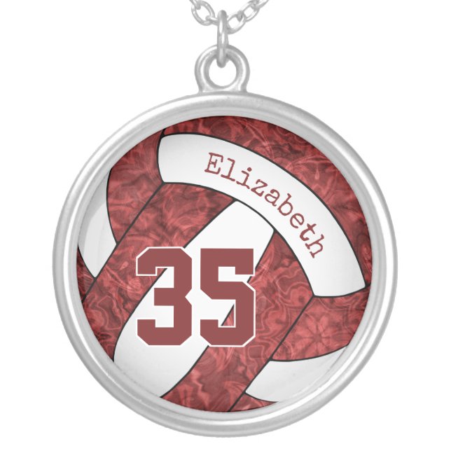maroon white girls volleyball team jewelry sporty (Front)