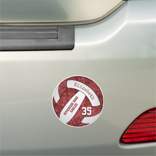 maroon white girly volleyball team colors car magnet