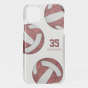 maroon white girly volleyball team colors iPhone 11 case