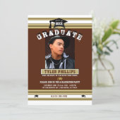 Maroon White & Gold Graduation Photo Party  Invitation (Standing Front)