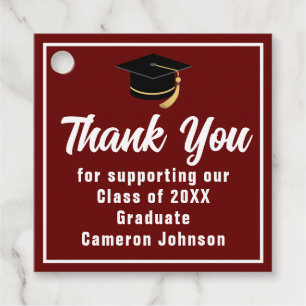 Maroon White Graduate Custom 2025 Graduation Party Favor Tags
