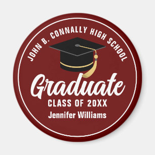 Maroon White Graduate Custom 2026 Graduation Party Magnet