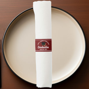Maroon White Graduate Custom 2026 Graduation Party Napkin Bands