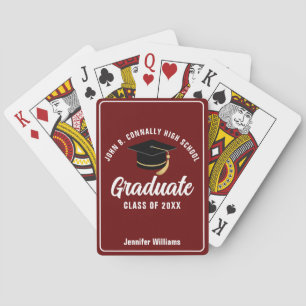 Maroon White Graduate Custom 2026 Graduation Party Poker Cards