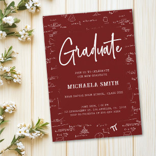 Maroon White Graduate Math Graduation Invitation