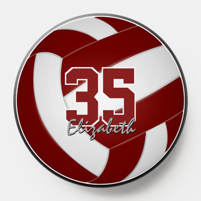 maroon white kids school club colors volleyball PopSocket (Popsocket)