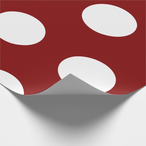 Maroon White Large Polka Dots Wrapping Paper