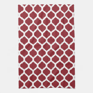 Maroon & White Moroccan Kitchen Towel