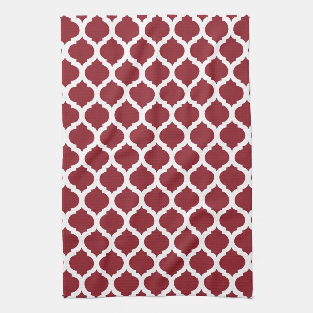 Maroon & White Moroccan Kitchen Towel (Vertical)