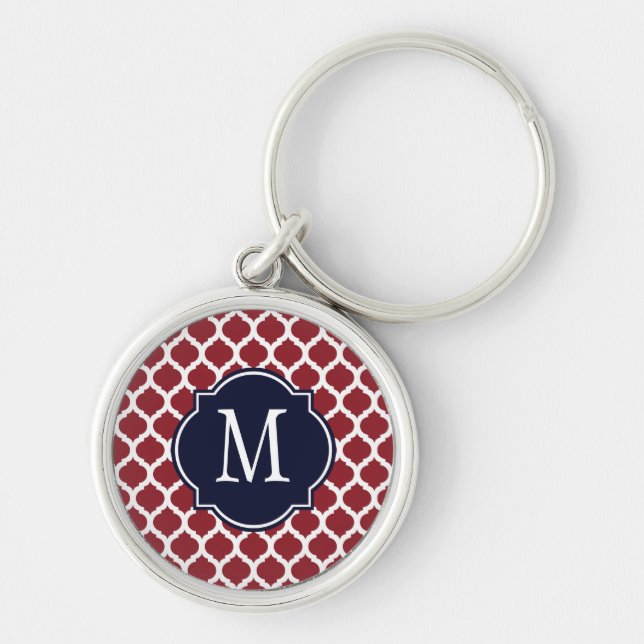 Maroon & White Moroccan Pattern Keychain (Front)