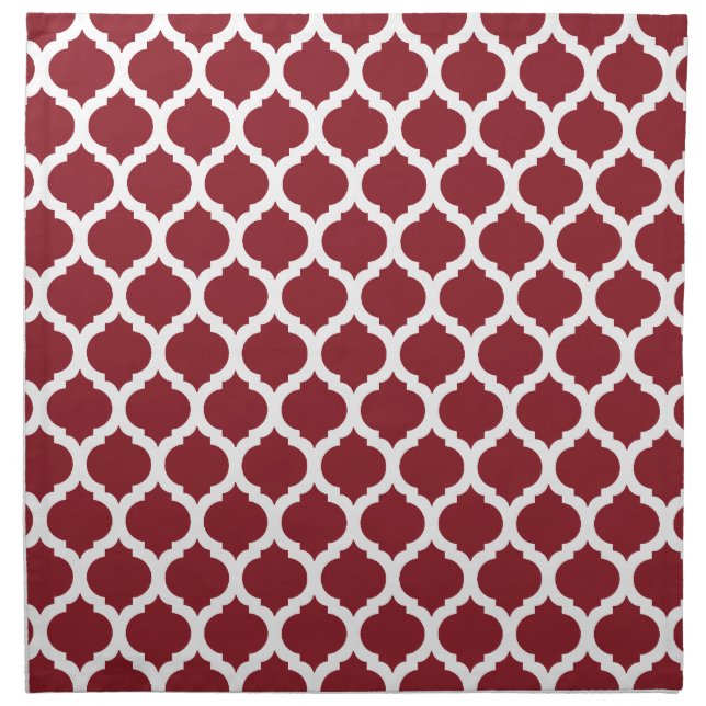 Maroon & White Moroccan Pattern Napkin (Front)
