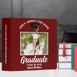Maroon White Personalized Graduation Photo Album 3 Ring Binder<br><div class="desc">This modern maroon and white custom senior graduation photo album features your high school or college name for the class of 2026. Customize with your graduating year under the chic handwritten script and grad cap for a great personalized graduate binder keepsake gift. Fill with your photos or memorabilia. Add your...</div>