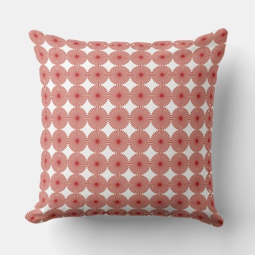 Maroon  White Rising Sun Pattern Throw Pillow