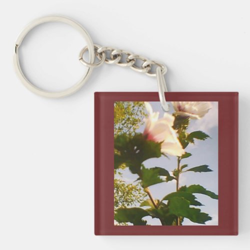 Maroon White Rose Keychain