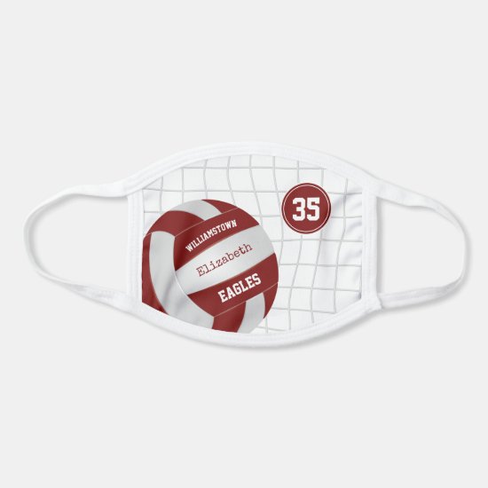 maroon white school team colors girls volleyball face mask
