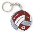Maroon, White, Silver Cheap Volleyball Keychains