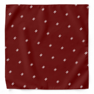 Maroon, white snowflakes pattern holiday bandana