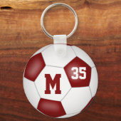 maroon white soccer ball goal girls' team spirit keychain (Back)