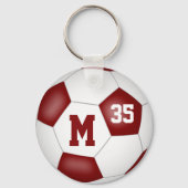 maroon white soccer ball goal girls' team spirit keychain (Back)