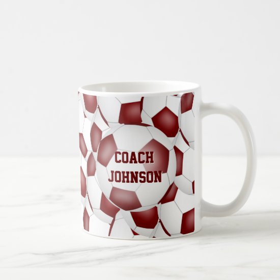 maroon white soccer school team colors coach gift coffee mug
