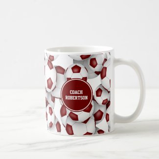 maroon white soccer school team colors coach gift coffee mug