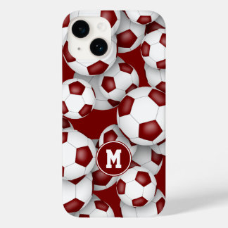 Maroon white soccer team colors sports pattern Case-Mate iPhone 14 case