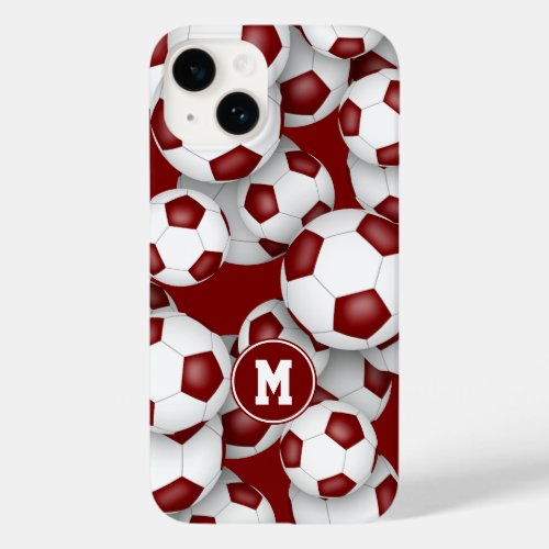 Maroon white soccer team colors sports pattern Case_Mate iPhone 14 case