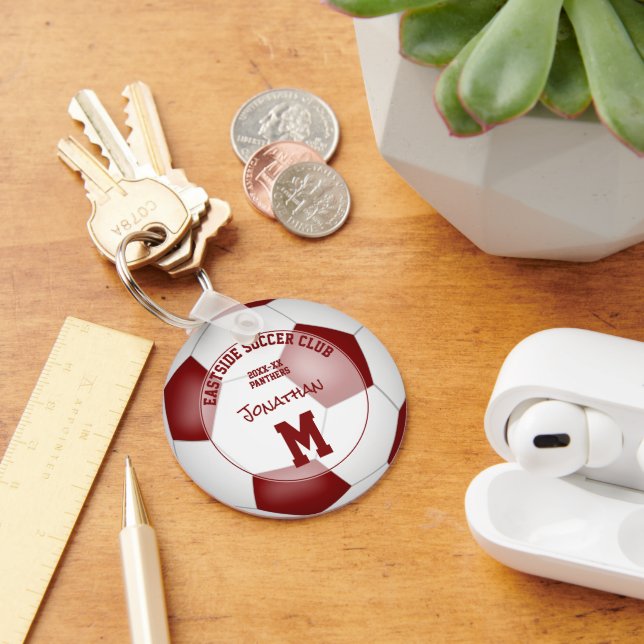 maroon white soccer team gifts kids sports keychain (Desk)