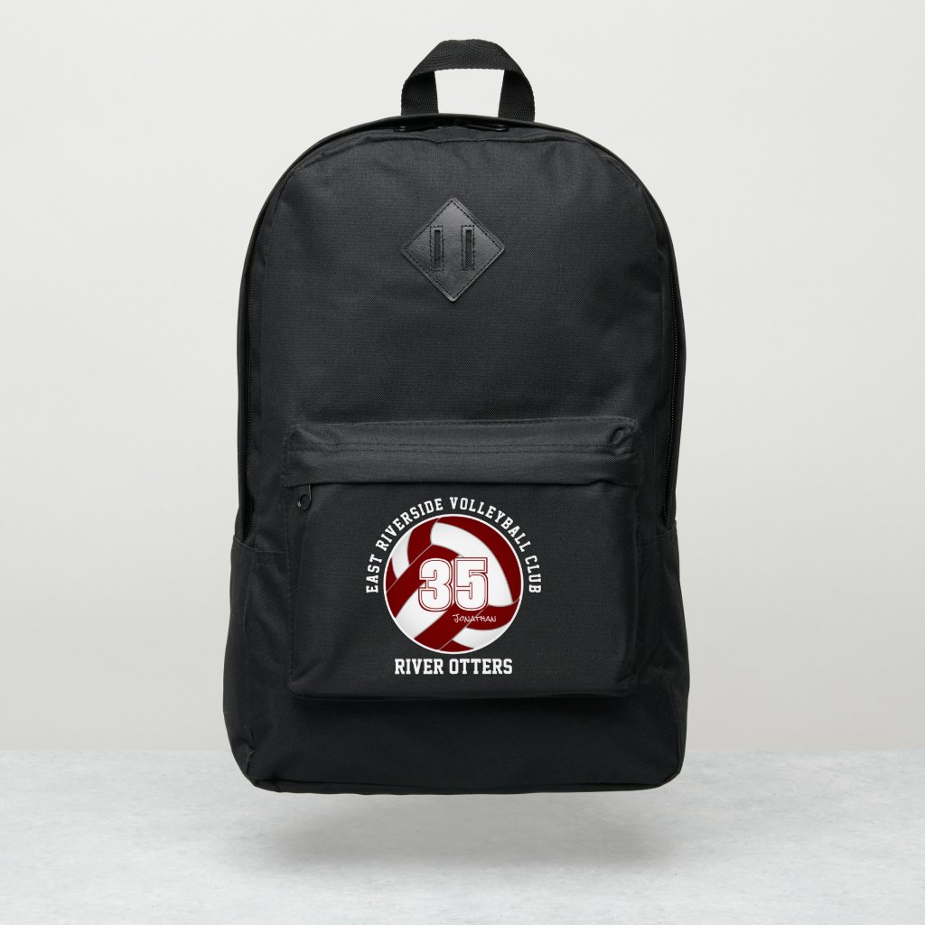 maroon white sports team colors volleyball player backpack
