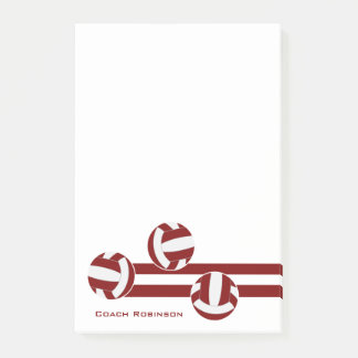 maroon white stripes volleyball coach name post-it notes