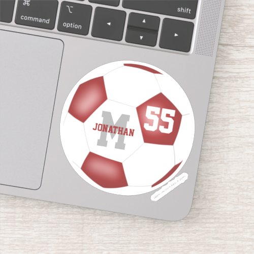 maroon white team colors boys girls soccer sticker