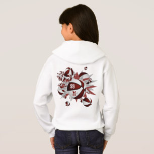 maroon white team colors girls basketballs stars hoodie