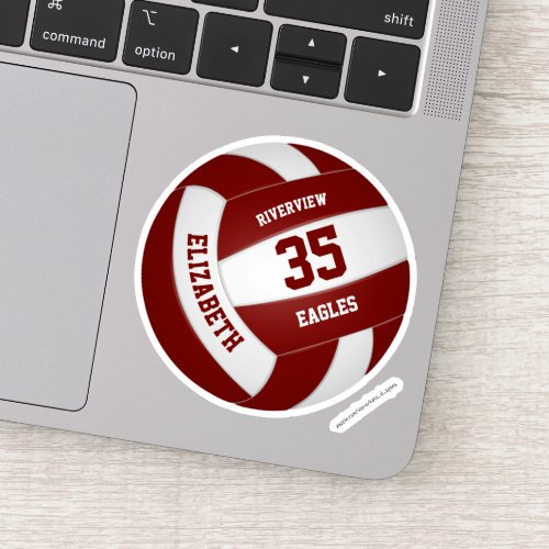 maroon white team colors girls boys volleyball sticker
