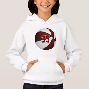 maroon white team colors jersey number basketball hoodie