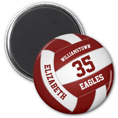 maroon white team colors kids volleyball magnet