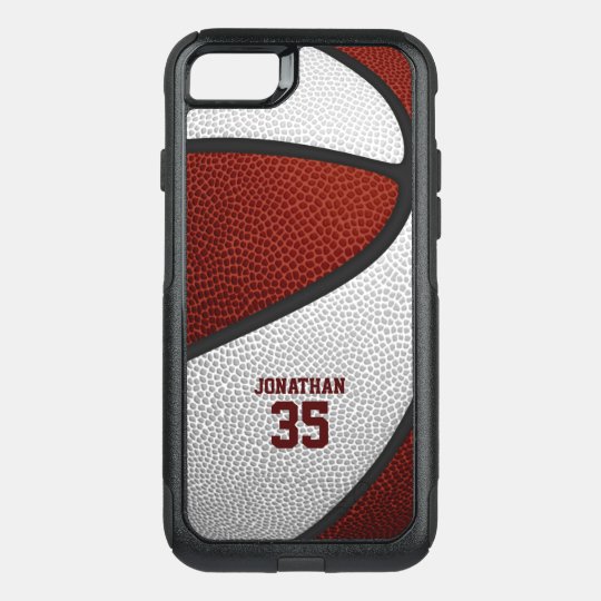 maroon white team colors personalized basketball OtterBox iPhone case