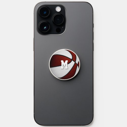 maroon white team colors sports gifts basketball PopSocket