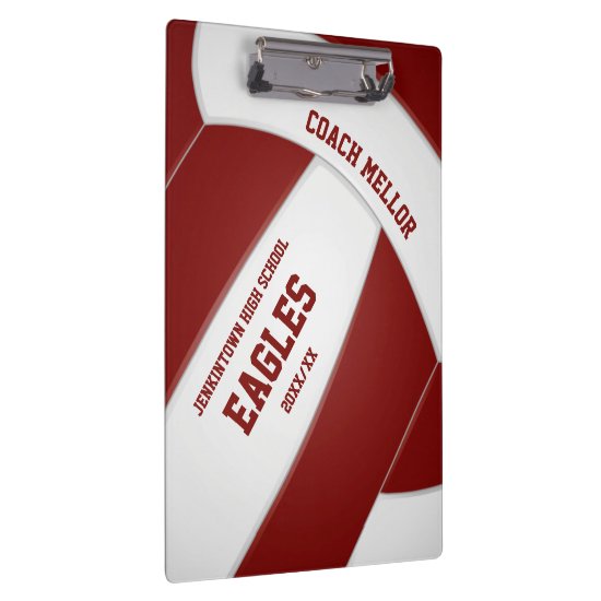 maroon white team colors volleyball coach clipboard