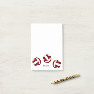 maroon white team colors volleyballs w player name post-it notes