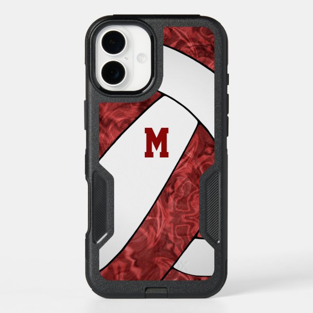 maroon white team spirit gifts girls volleyball otterbox iPhone case (Back)