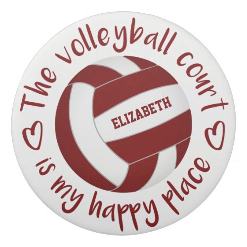 maroon white volleyball court my happy place eraser