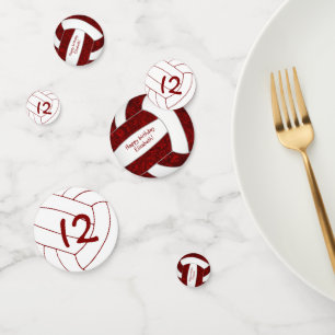maroon white volleyball girls birthday custom name confetti
