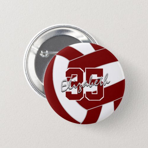 maroon white volleyball team colors button