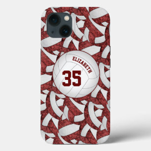 maroon white volleyball team colors custom girls' iPhone 13 case