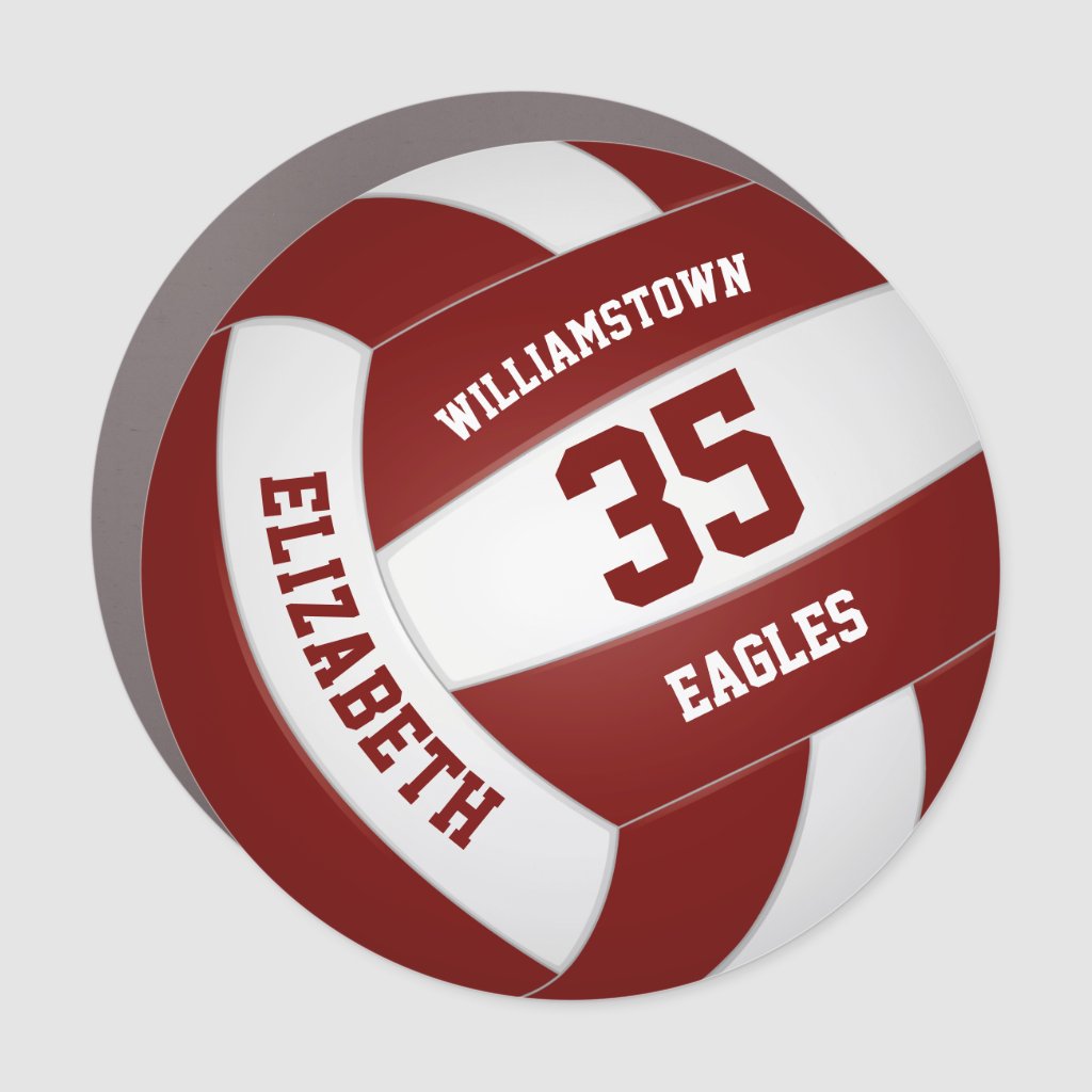 maroon white volleyball team colors kids locker or magnet