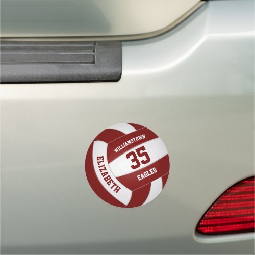 maroon white volleyball team colors kids locker or car magnet
